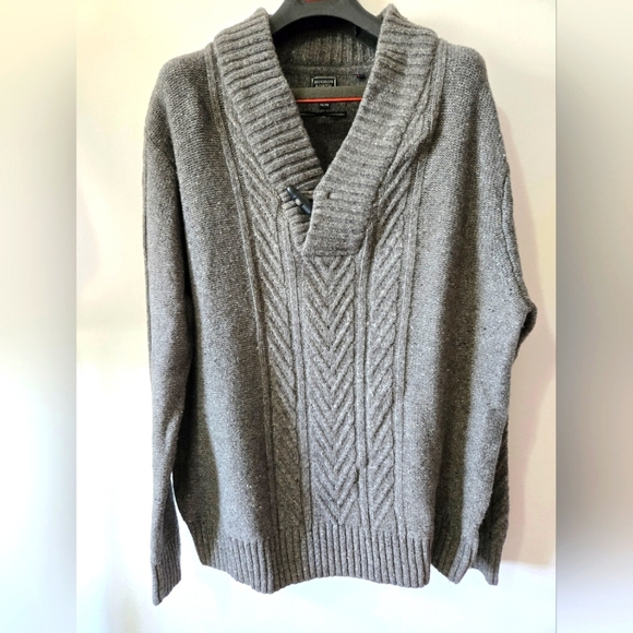 HUDSON NORTH Lambswool Blend Grey Shawl Collar Sweater. Size Mens XL - Picture 1 of 10
